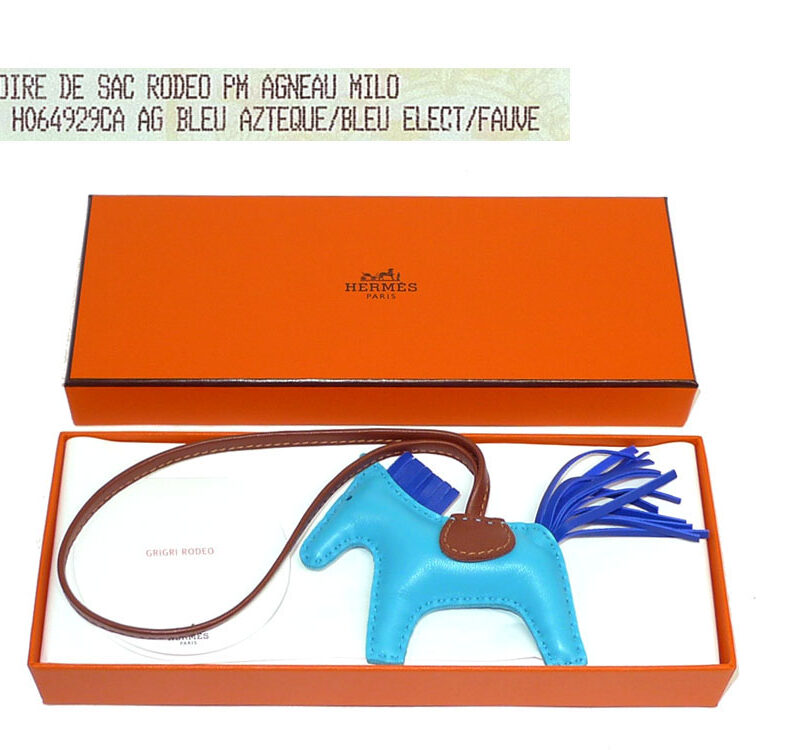 Hermes Rodeo PM Bleu Azteque/ Bleu Electric/ Fauve Bag Charm-0