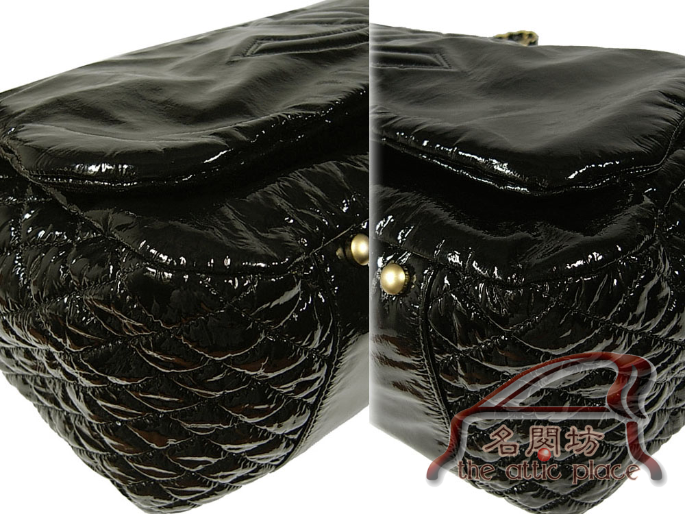 Chanel 11448078 Black Patent Leather in Accordion Large Flap Bag-32705