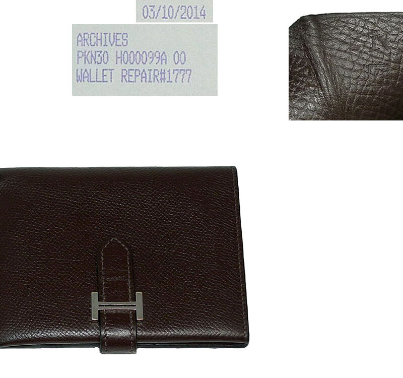 Hermes Unisex Chocolate Epsom Bearn Compact Wallet H Stamp Palladium Hardware-0
