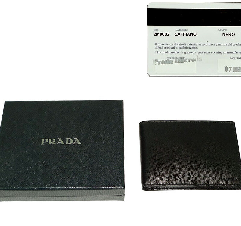 Prada 2M0002 Black Saffiano 4 Cards Men Wallet-0