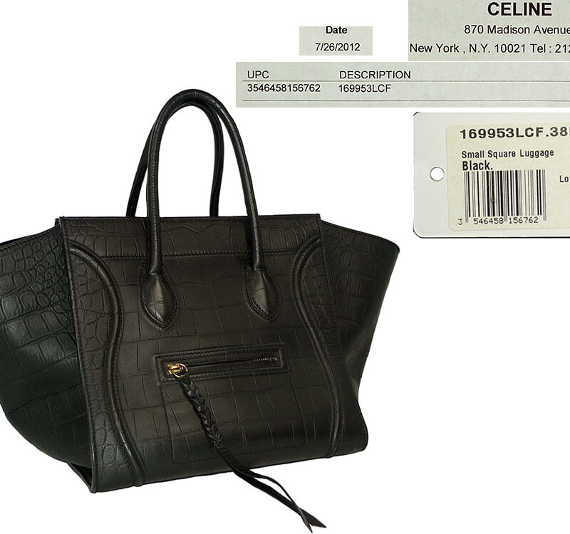 Celine 169953LCF Black Croco Embossed Phantom Small-0