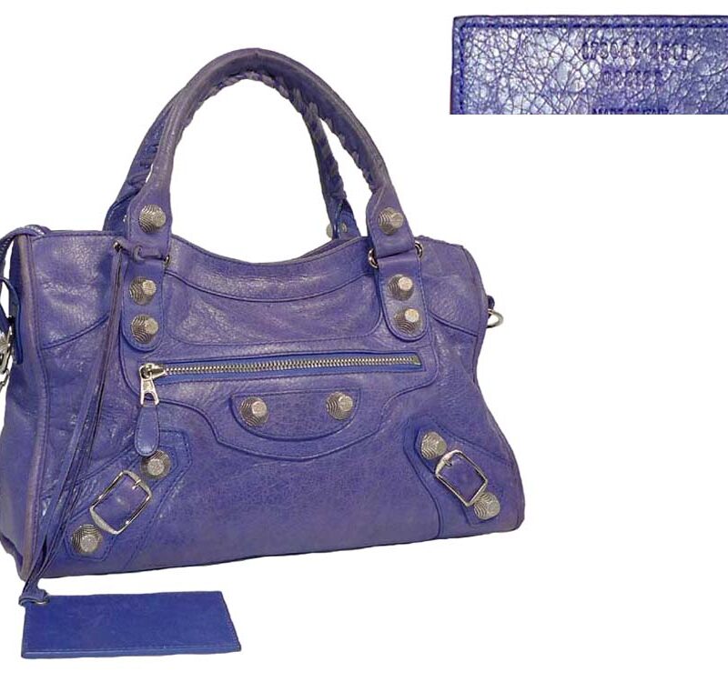Balenciaga 173084 City Bleu Lavande Giant Silver Hardware-0