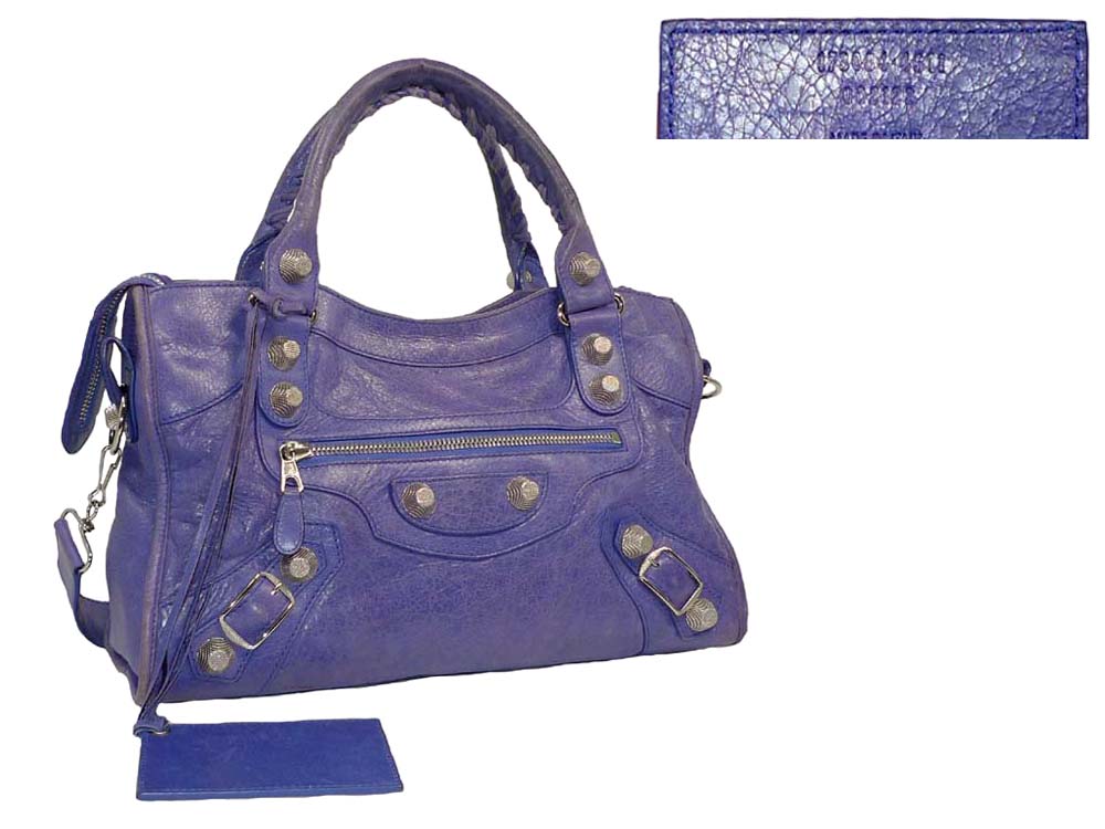 Balenciaga 173084 City Bleu Lavande Giant Silver Hardware-0