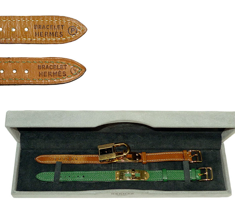 Hermes Vintage Kelly Watch Gold Hardware with 2 Leather Straps-0