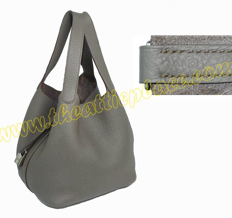 Hermes Picotin Lock 22 Medium Size Etain Clemence Leather O Stamp Unisex -0