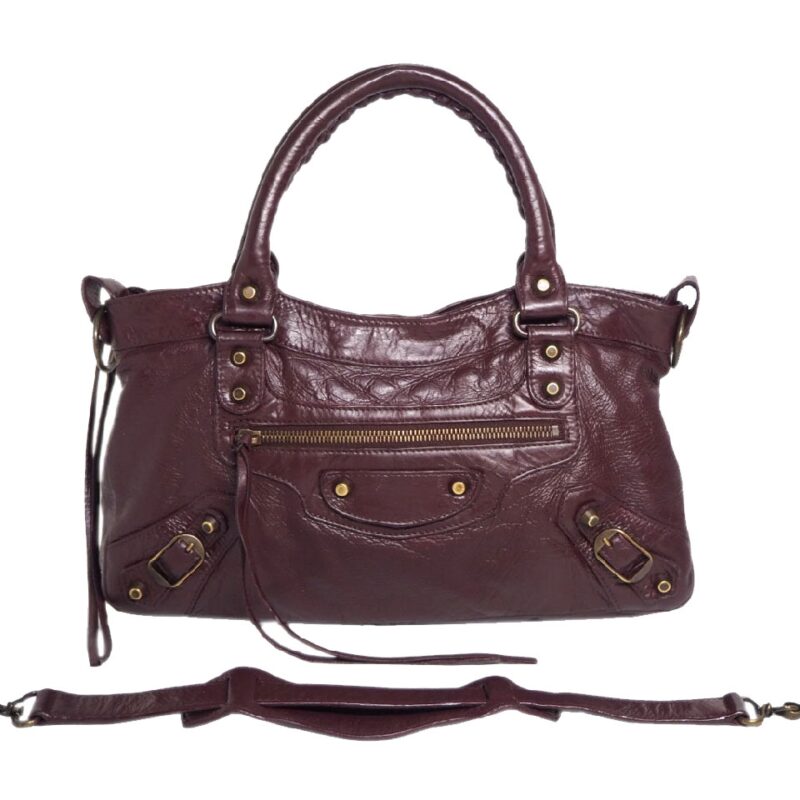 Balenciaga 103208 Burgundy Classic Motocycle Lambskin "The First" Bag-0