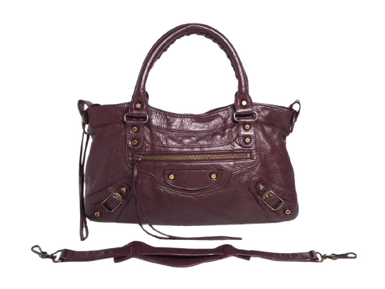 Balenciaga 103208 Burgundy Classic Motocycle Lambskin "The First" Bag-0
