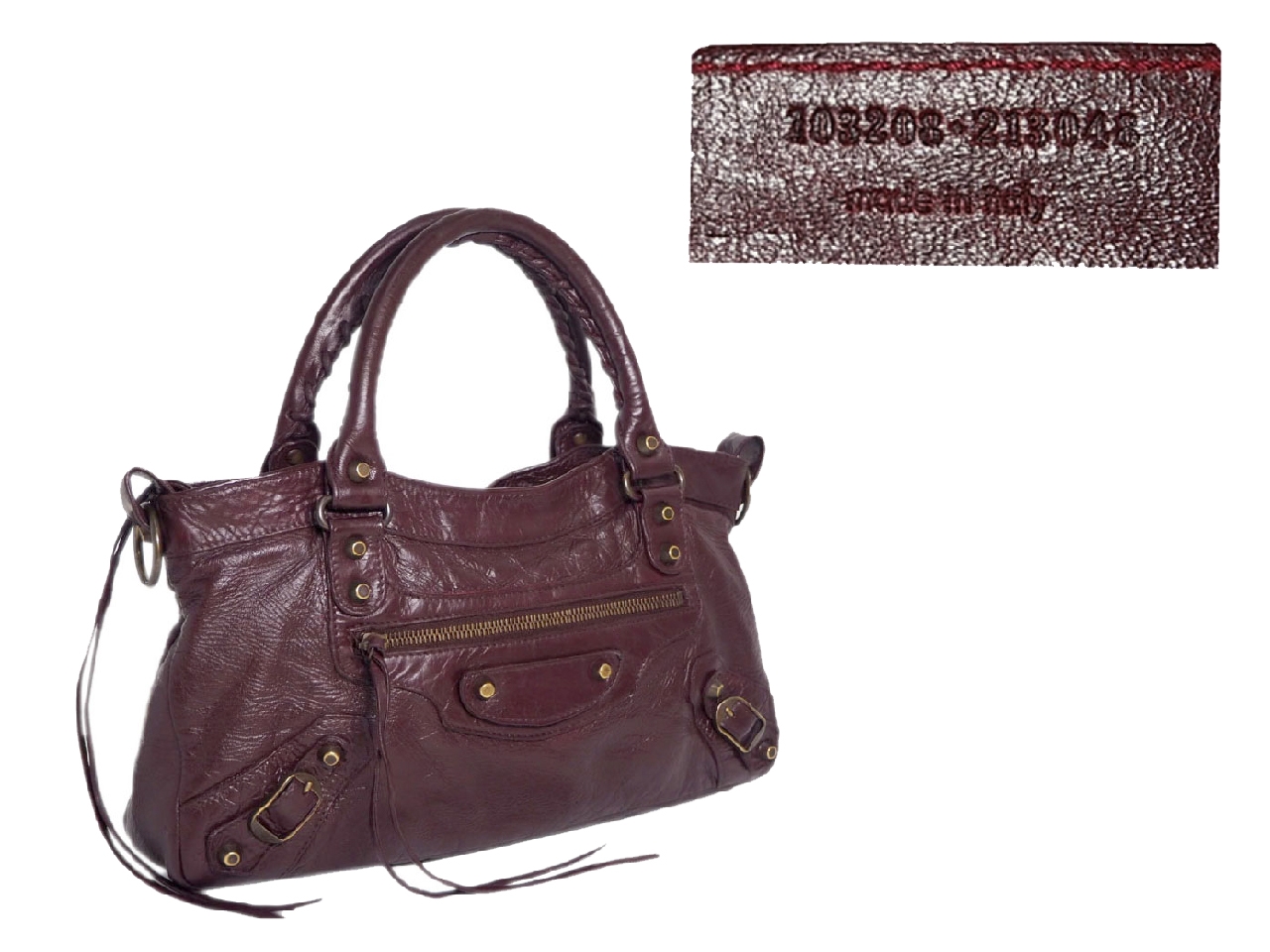 Balenciaga 103208 Burgundy Classic Motocycle Lambskin "The First" Bag-36961