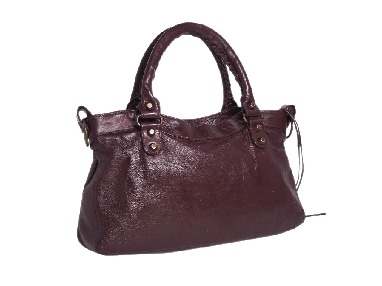 Balenciaga 103208 Burgundy Classic Motocycle Lambskin "The First" Bag-36958