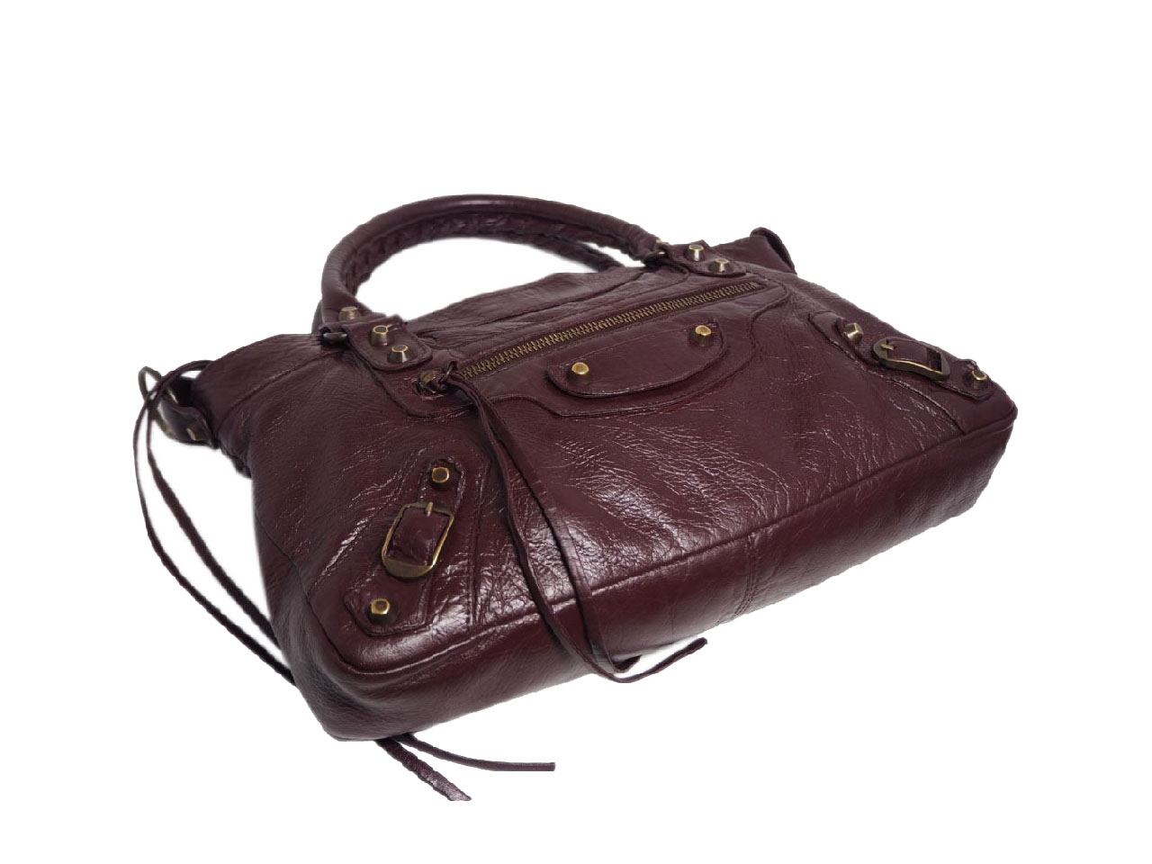Balenciaga 103208 Burgundy Classic Motocycle Lambskin "The First" Bag-36957