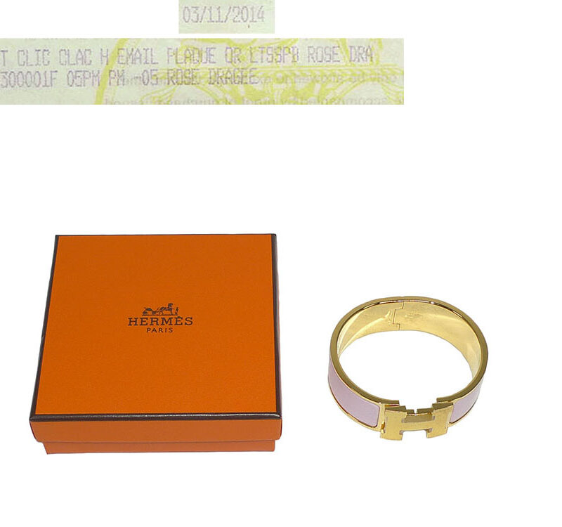 Hermes Clic Clac H Rose Dragee Gold Hardware Medium Size PM -0