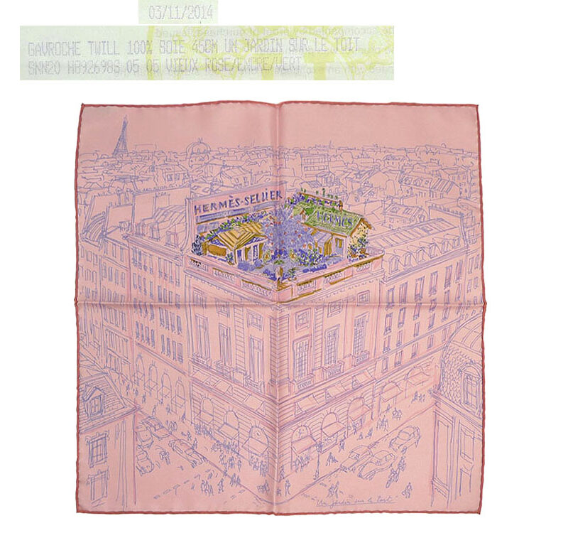 Hermes 45cm Twilly Silk Rose/Encre/Vert Scarf-0