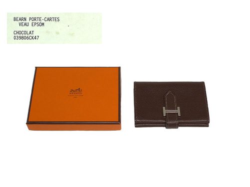 Hermes Chocolate Epsom Bearn Porte Purse E Stamp-0