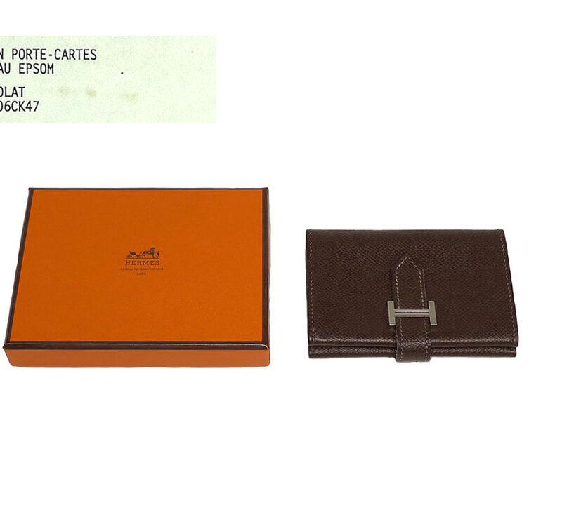 Hermes Chocolate Epsom Bearn Porte Purse E Stamp-0