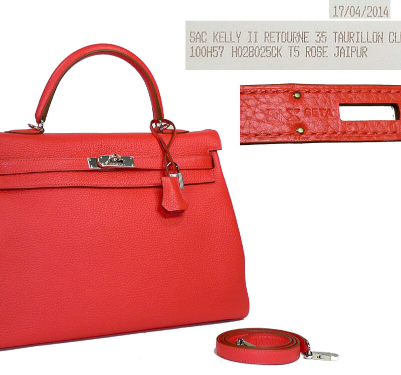Hermes Kelly 35 II Rose Jaipor R Stamp Clemence Leather Palladium Hardware -0