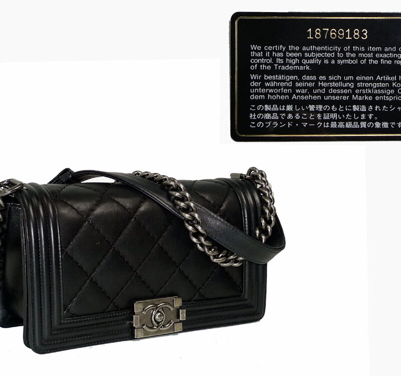 Chanel 18769183 Quilted Le Boy Flap Black Calf Medium Size Ruthenium Hardware-0