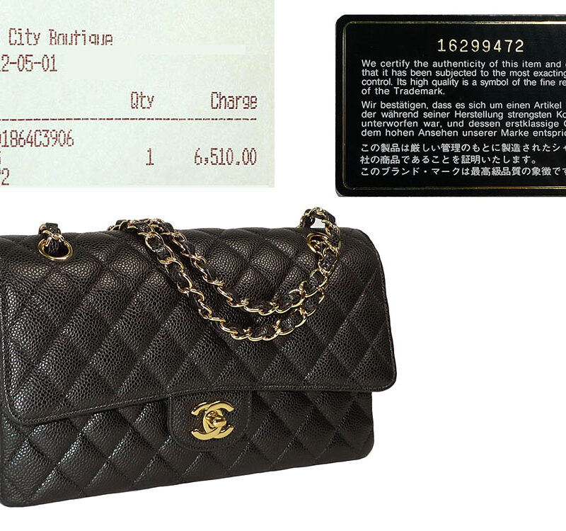 Chanel 16299472 Black Caviar Medium Flap Classic Gold Hardware-0
