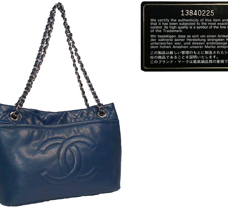 Chanel 13840225 Blue Caviar Shopping Tote SHW-0