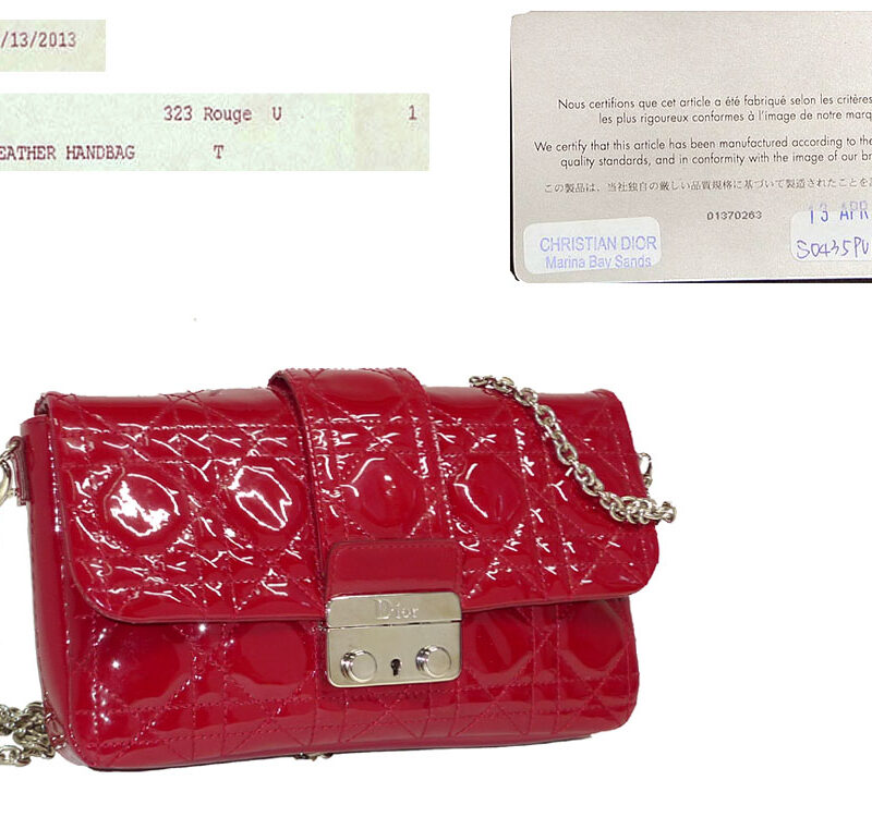 Dior Patent Red Newlook Leather Wallet On Chain Clutch/ Bag-0