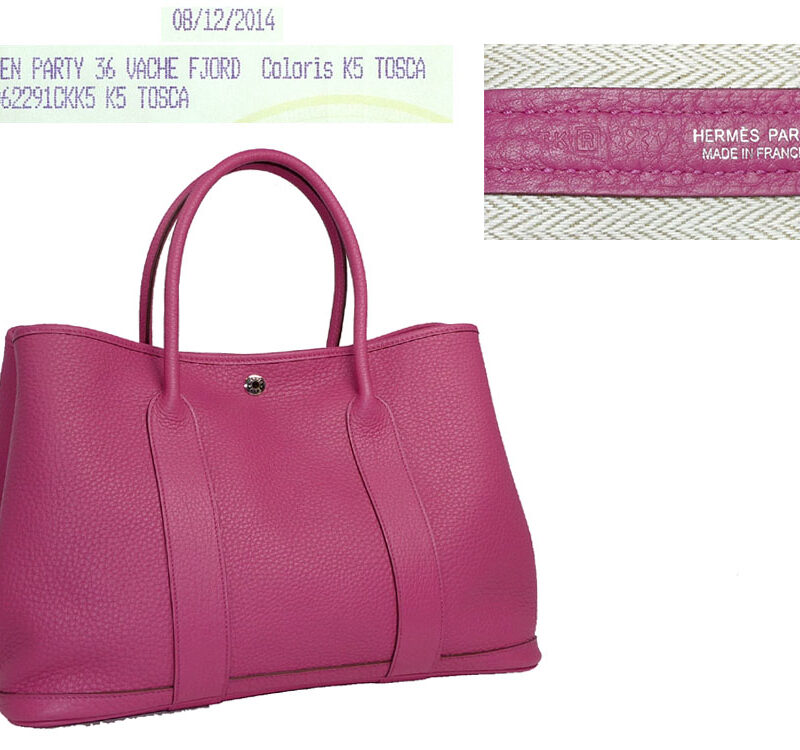 Hermes Garden Party 36cm Tosca Fjord Leather 'R' Stamp Tote Bag with Receipt-0