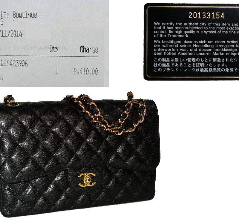 NEW !!! Chanel 20133154 Black Caviar Jumbo Timeless Classic Double Flap Gold Hardware-0
