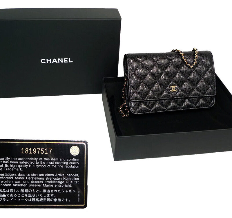 Chanel 18197517 Black Caviar Wallet on Chain with Gold Hardware-0