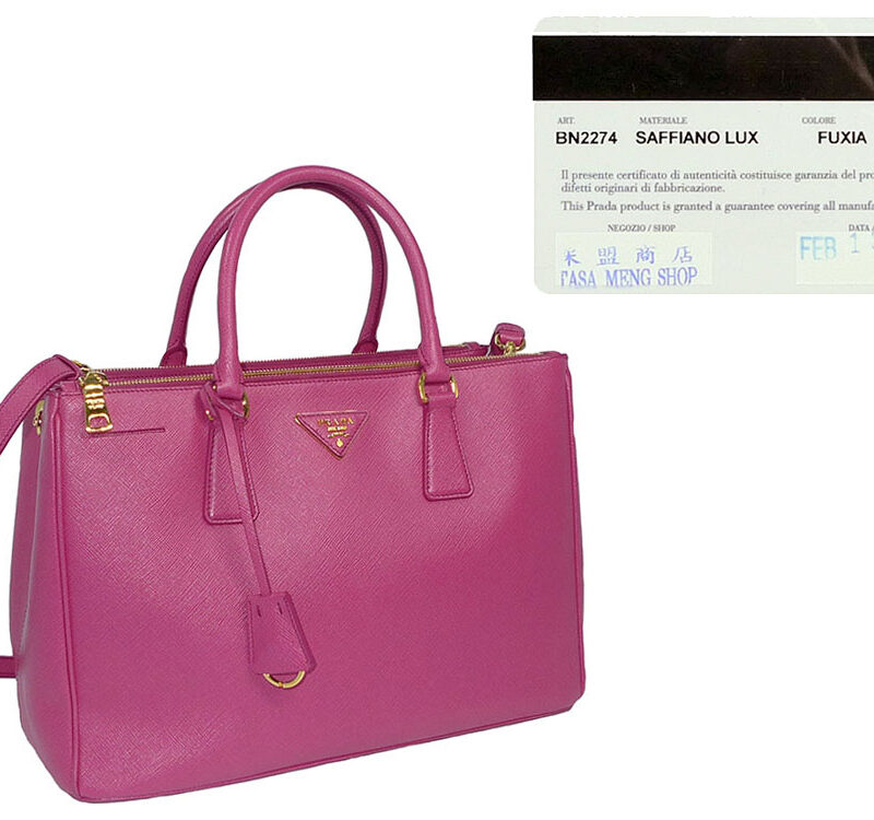 Prada Fuxia BN2274 Saffiano Lux Medium Tote w Strap-0