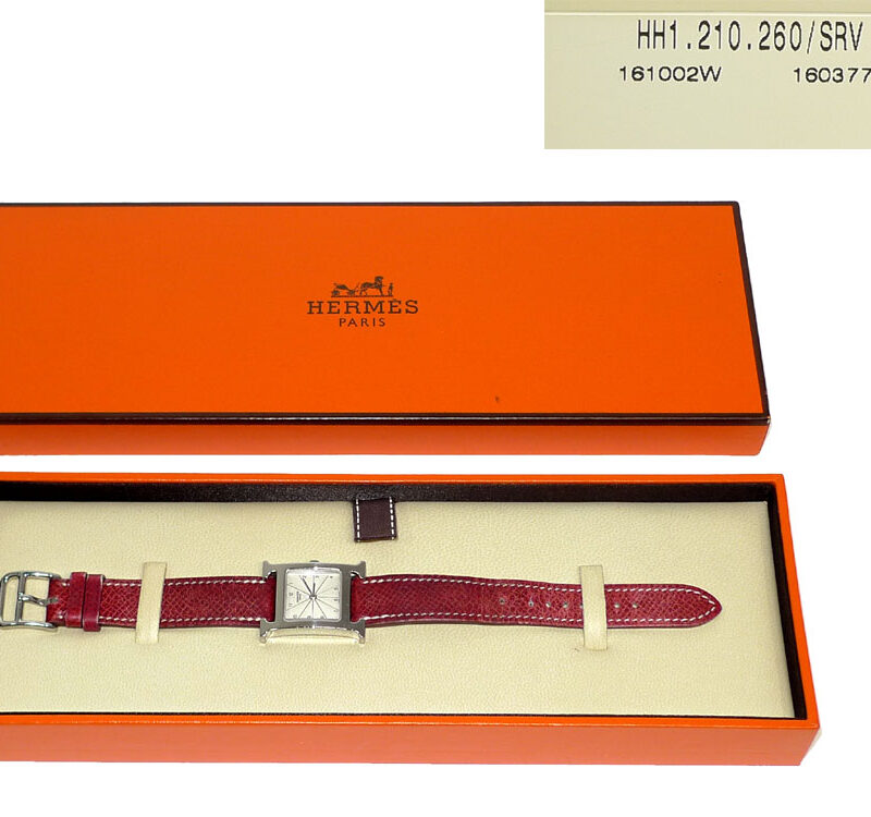 Hermes H Heure PM E Stamp Lady Silver Watch w Strap -0