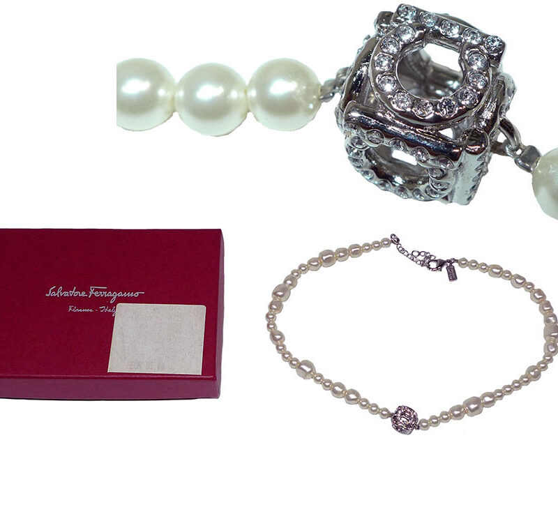 Ferragamo Short Pearl Necklace (40~45cm)-0