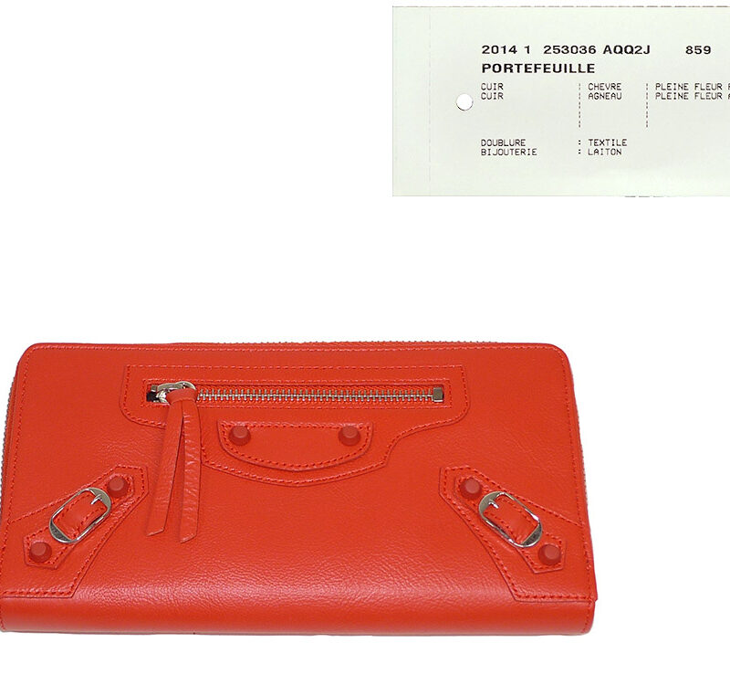 Balenciaga 253036 Orange Zippy Wallet-0