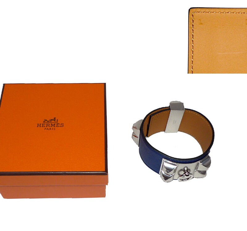 Hermes CDC Blue Sapphire Q Stamp L Size Palladium Hardware-0