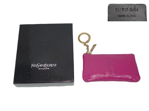 YSL 211915 Pink Patent Key Pouch/ Key Holder-0