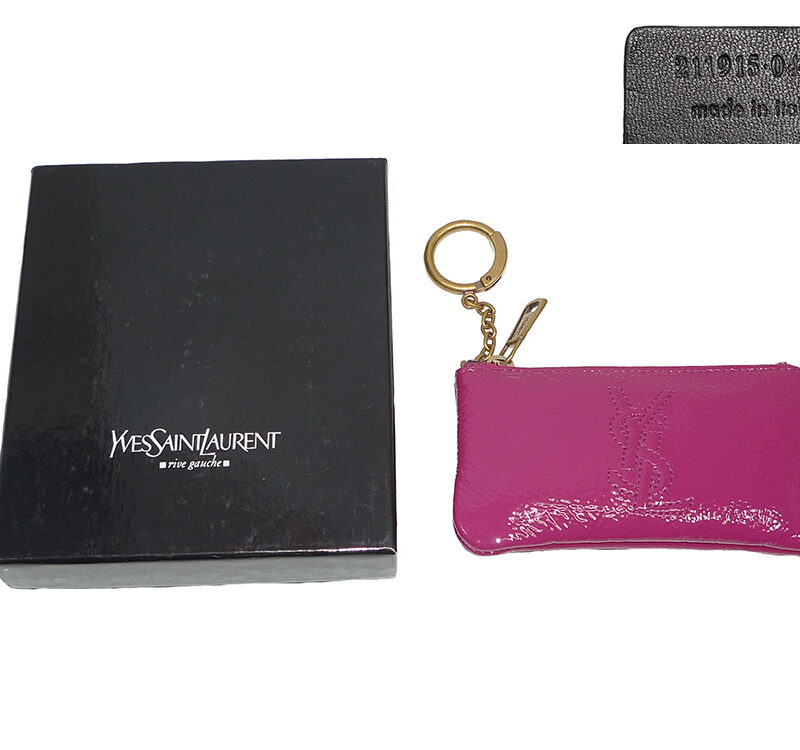 YSL 211915 Pink Patent Key Pouch/ Key Holder-0