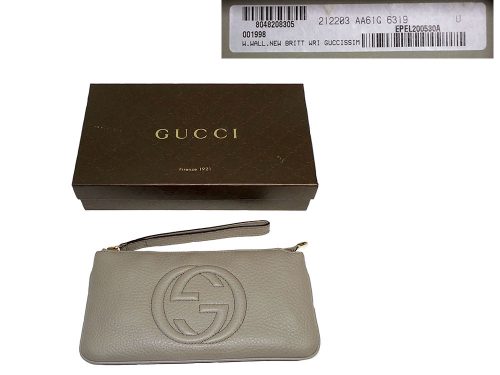 Gucci 295840 New Britt Grey Calf Wrist Pouch-0