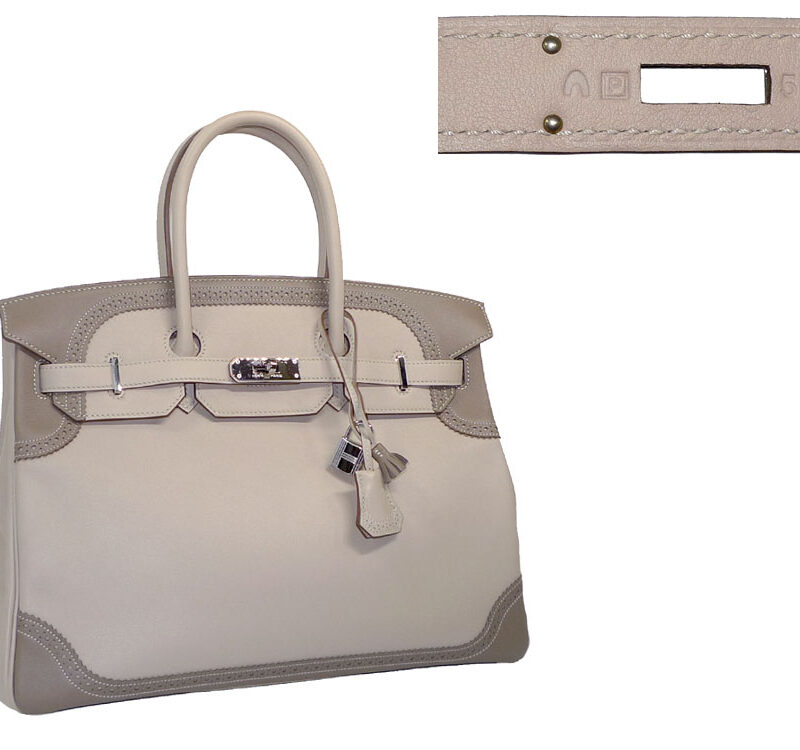 Hermes Birkin 35 P Stamp Ghillies Argile/ Etoupe Silver Hardware -0