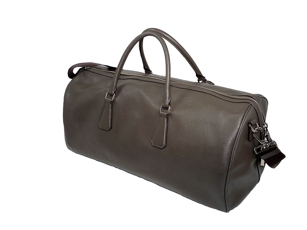 Prada Ivory Grey Saffiano Leather Duffel / Travel Bag-33654