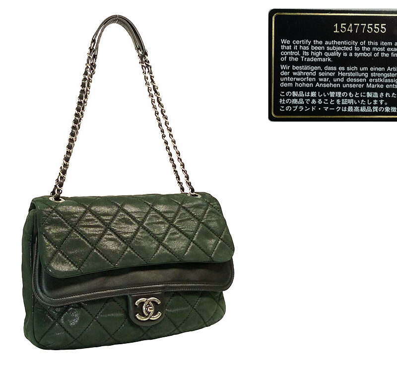 Chanel 15477555 Black/ Dark Green Velvet Leather Double Flap Bag w front pocket Ruthenium Hardware-0