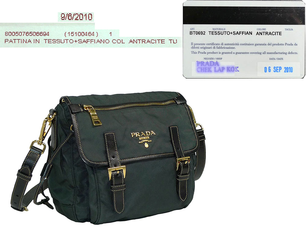 Prada BT0692 Tessuto Saffiano Antracite Messenger Bag-0