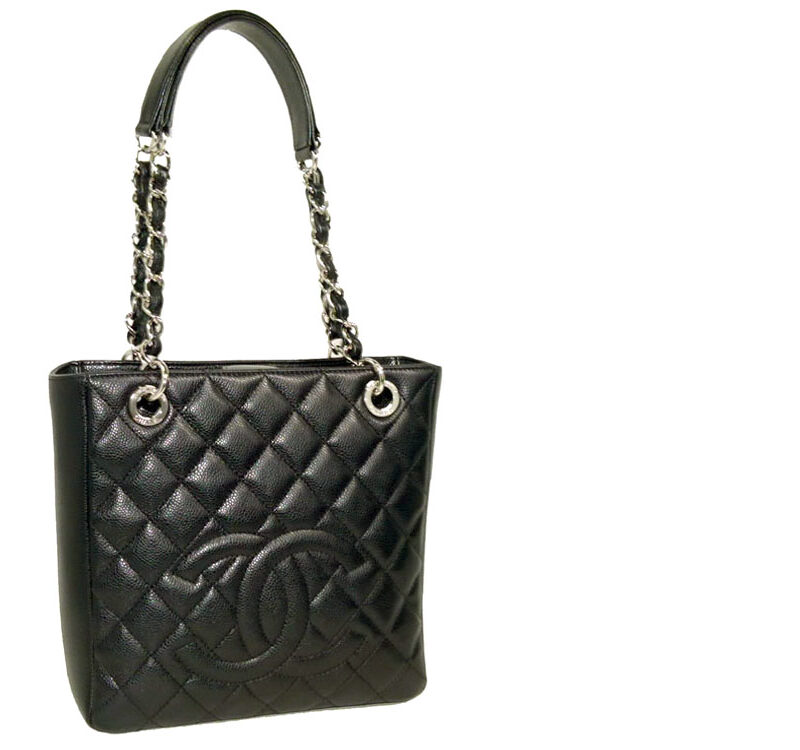 Chanel 17701061 Black Caviar Classic Petit Shopping Tote with " 31 Rue Cambon" on Silver Hardware-0