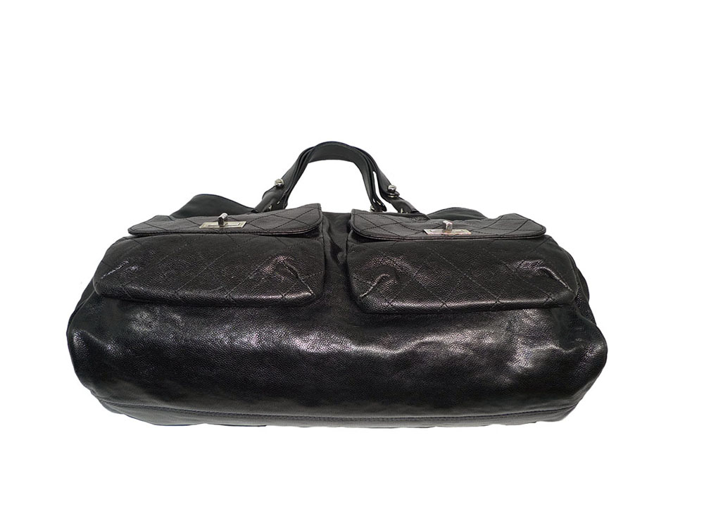 Chanel 12116905 Black Glaced Reissue A37612Y with 2 Pockets Large Tote Bag-33887