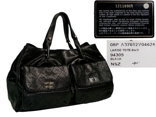 Chanel 12116905 Black Glaced Reissue A37612Y with 2 Pockets Large Tote Bag-0