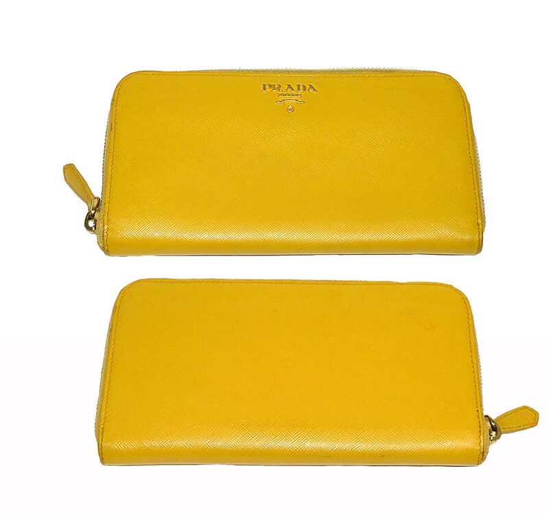 Prada 1M0506 Yellow / Mustard Saffiano Zipped Wallet-0