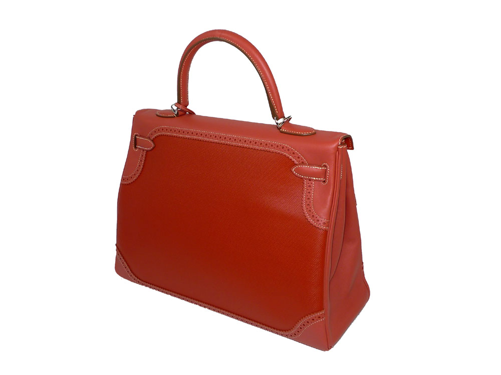 Hermes Kelly Ghillies 35cm R Stamp Veau Grain DH Sanguine Color Palladium Hardware-33717