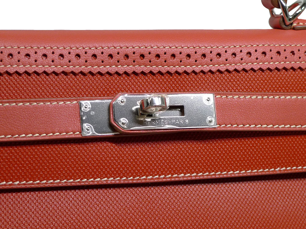 Hermes Kelly Ghillies 35cm R Stamp Veau Grain DH Sanguine Color Palladium Hardware-33936