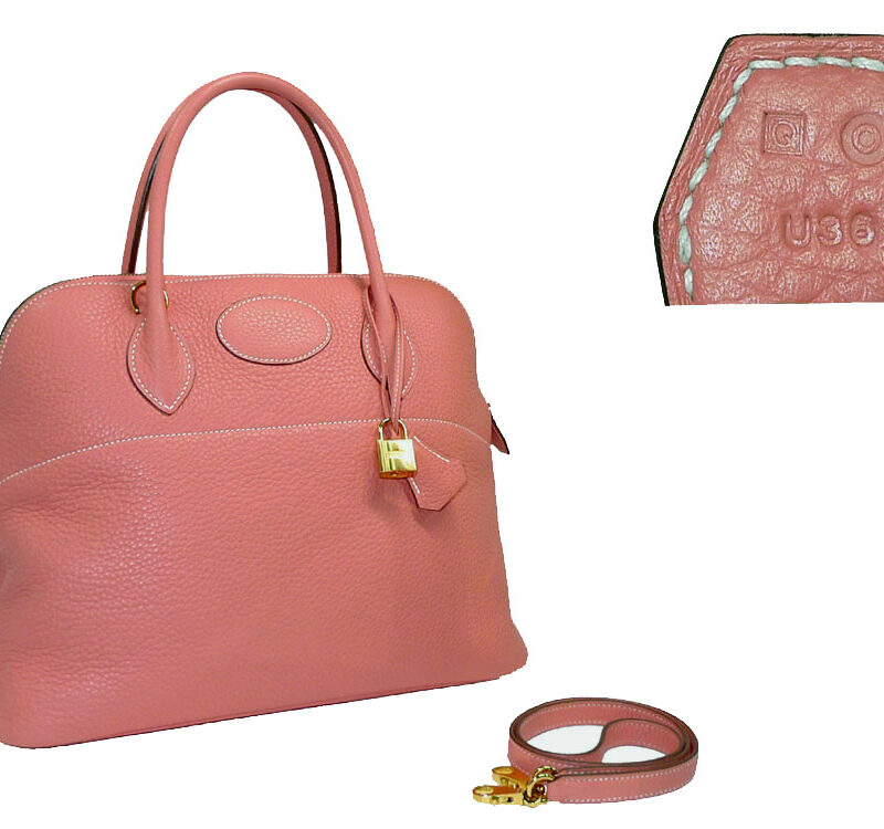 Herme Bolide 35cm Crevette Color in Clemence Leather Q Stamp Gold Hardware-0