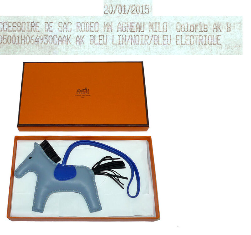 Hermes De Sac Rodeo MM Bleu Lin/ Noir/ Bleu Electric Bag Charm-0