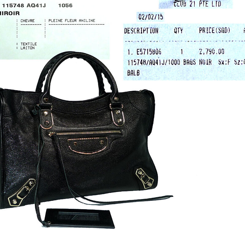 NEW! Balenciaga 173080 Black Classic Metallic Edge City leather tote-33739