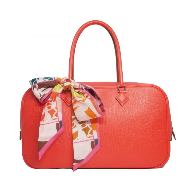 Hermes Plume Elan Crevette Epsom Leather Q Stamp Small Tote Pallamium Hardware -0