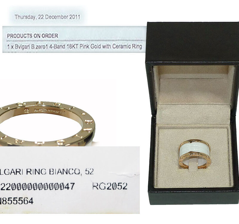Bvlgari B.Zero 1 4 -Band 18KT Pink Gold Size 52 White Ceramic Ring