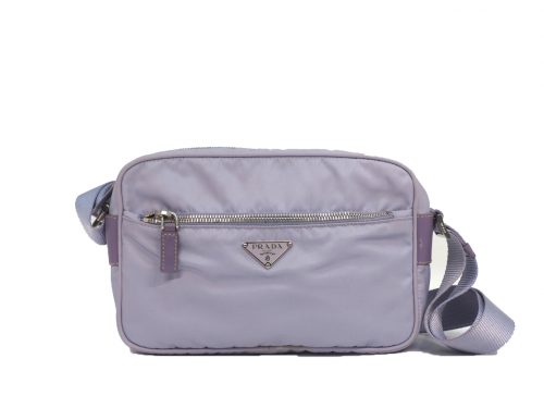 Prada Tessuto Lilac/ Light Purple 9" with Front Zipped Pocket Messenger Bag